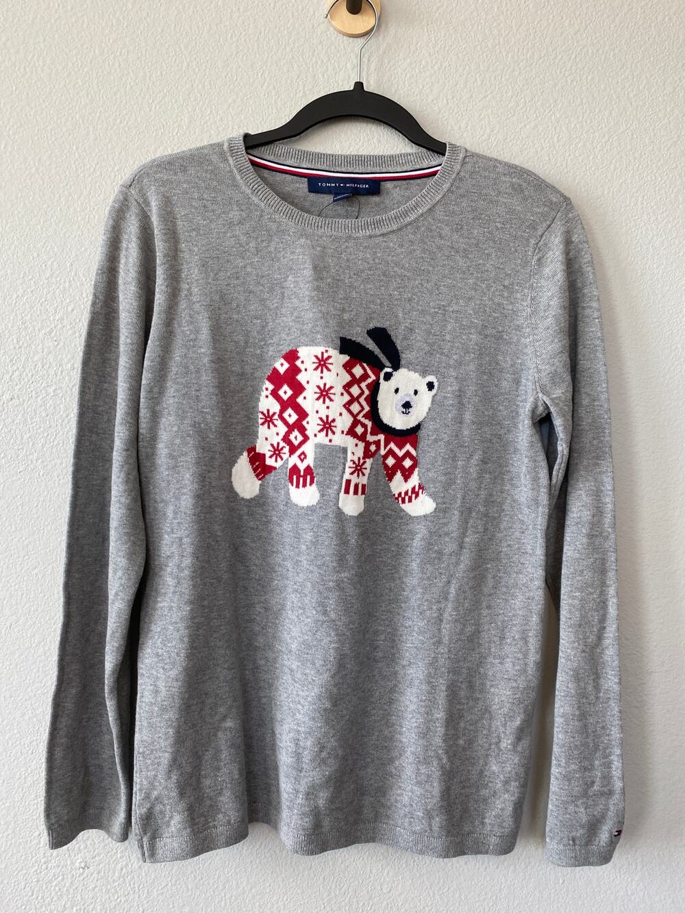 Tommy Hilfiger M Polar Bear Holiday Christmas 100% Cotton Sweater Novelty Knit